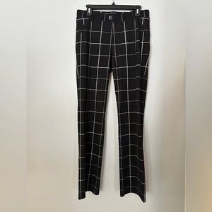 Betabrand Black and white window pane Straight leg Yoga Pull on Dress Pants.